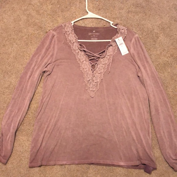 American Eagle Outfitters Tops - soft and sexy, Lace-on-lace trim, blush